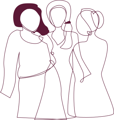 Tre kvinnor som samtalar (illustration)