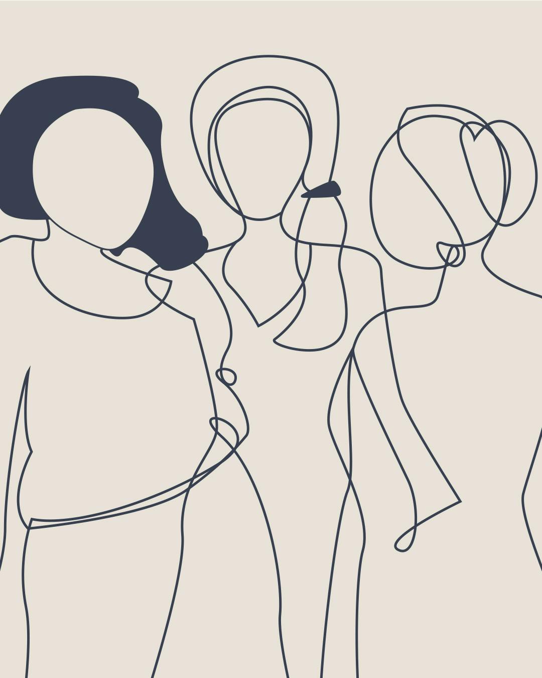 Illustration tre kvinnor white